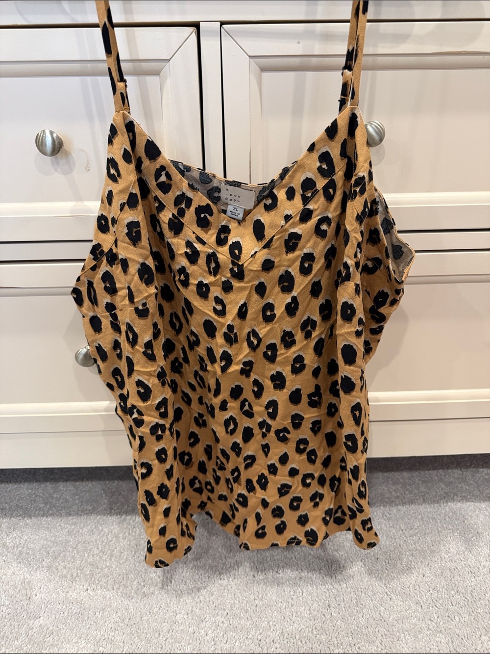 a new day Leopard Print Spaghetti Strap Cami - Camel/Black. Worn once